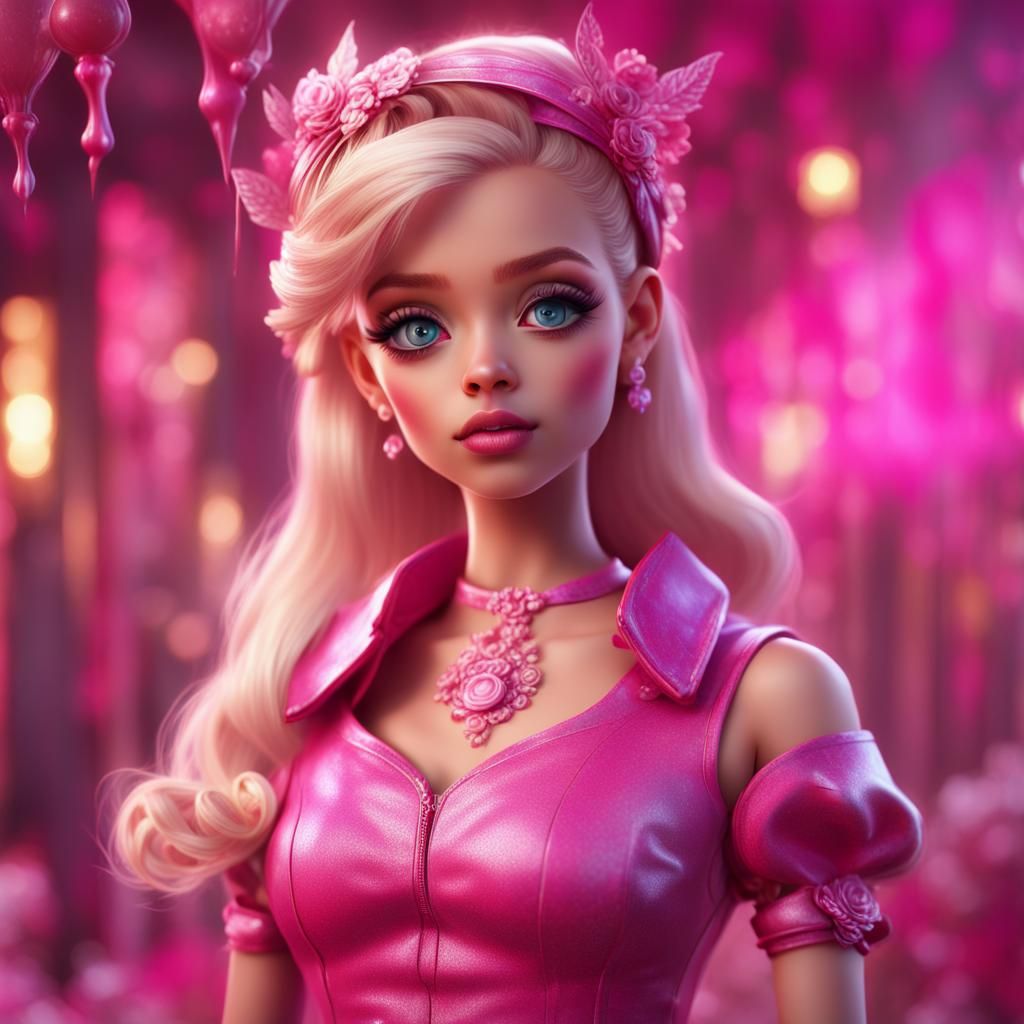 Hyper-Feminine Figure in Detailed Digital Art