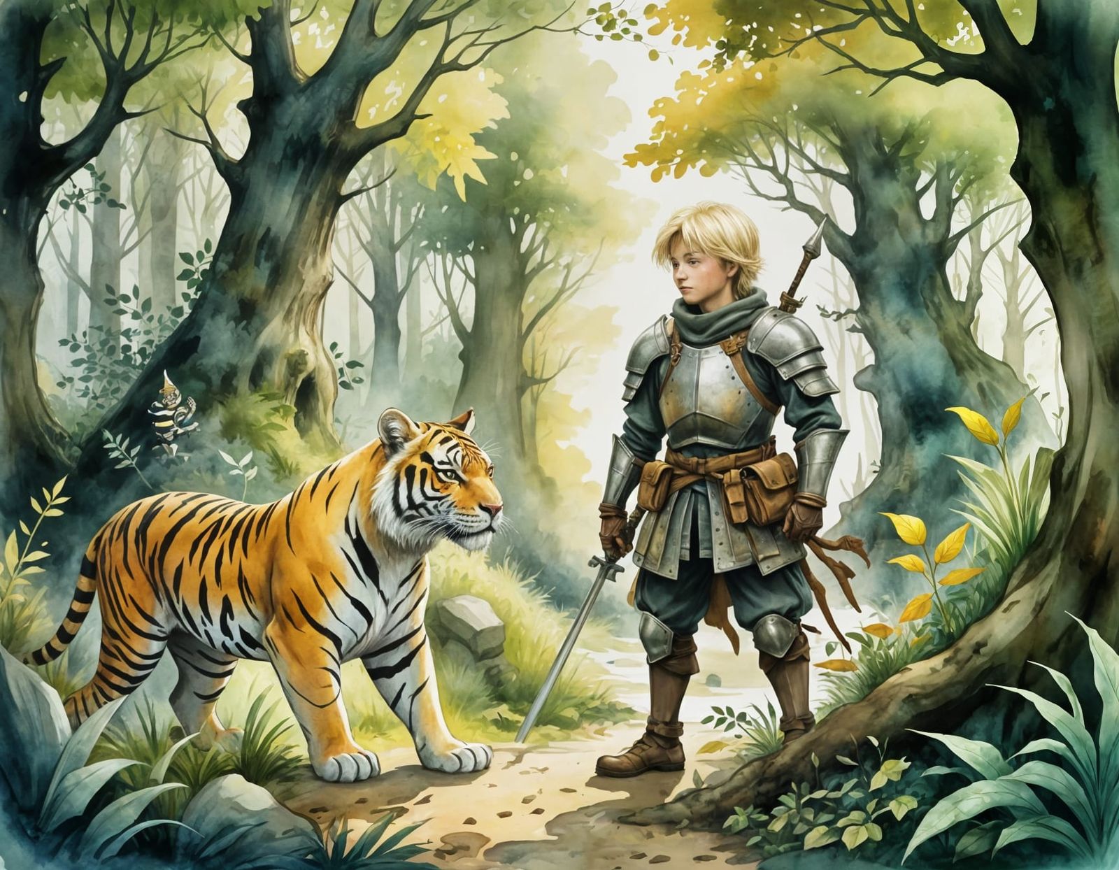 Calvin in Armor, Hobbes as a Mischievous Thief in Whimsical ...