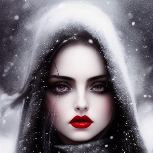 Gothic Snow Beauty Fantasy Magazine Cover
