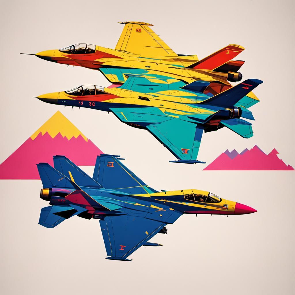 Tyranosaurs in F-14s: Pop Art Screen Print