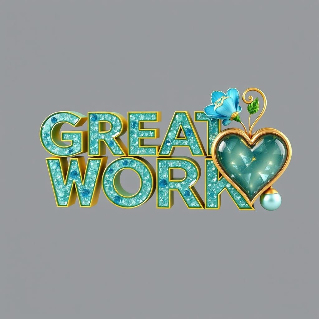 Luxurious 3D Sculpture with Metallic Font and Crystal Patter...