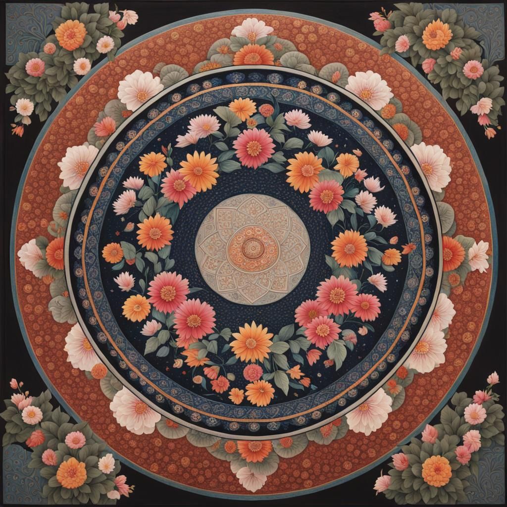 Young Woman Drawing Mandala with Quill