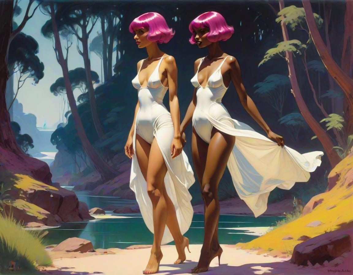 Ethereal Pre-Raphaelite Maiden Embarks on Whimsical Journey