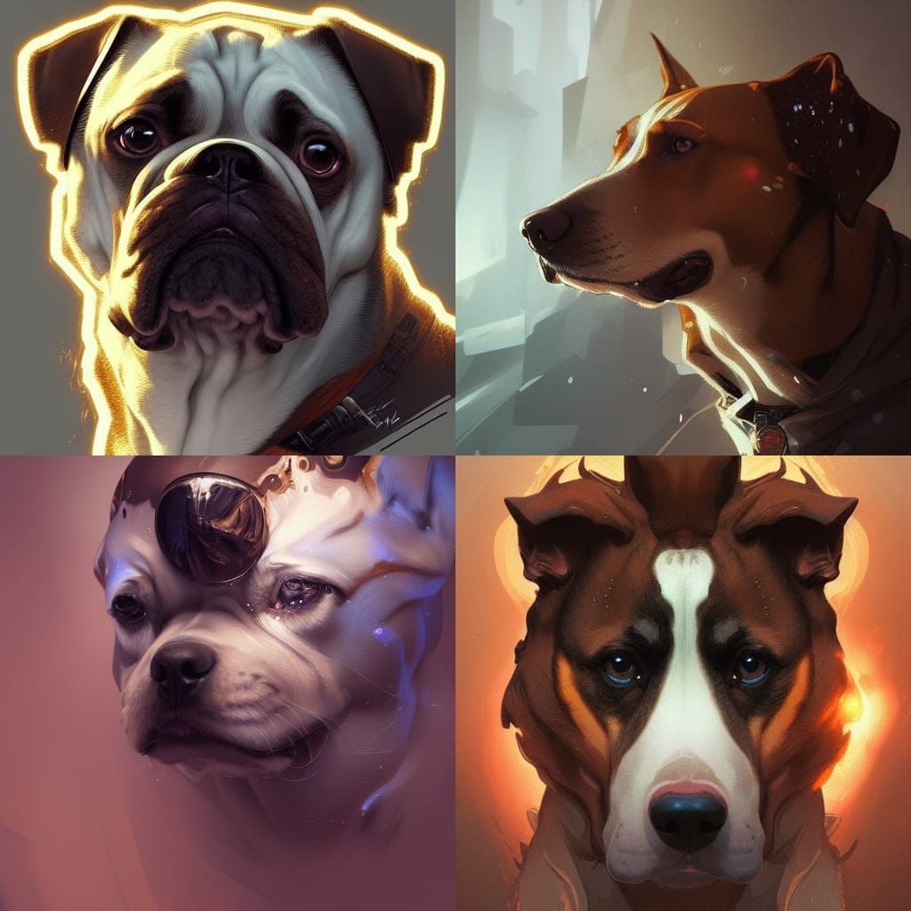 Elemental Dogs Portrait in Hyperdetailed Digital Art
