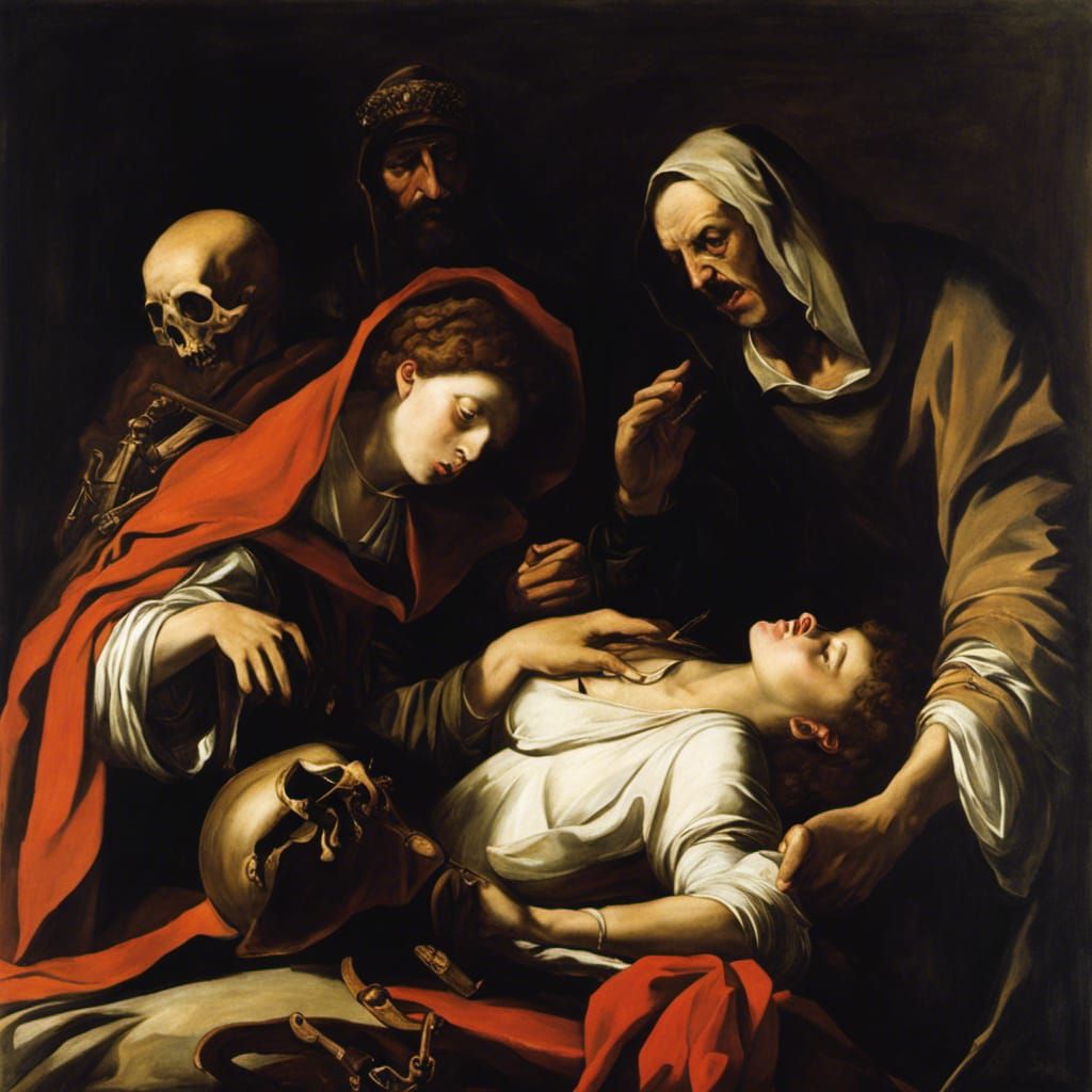 Black Death Plague Victim in Caravaggio Style
