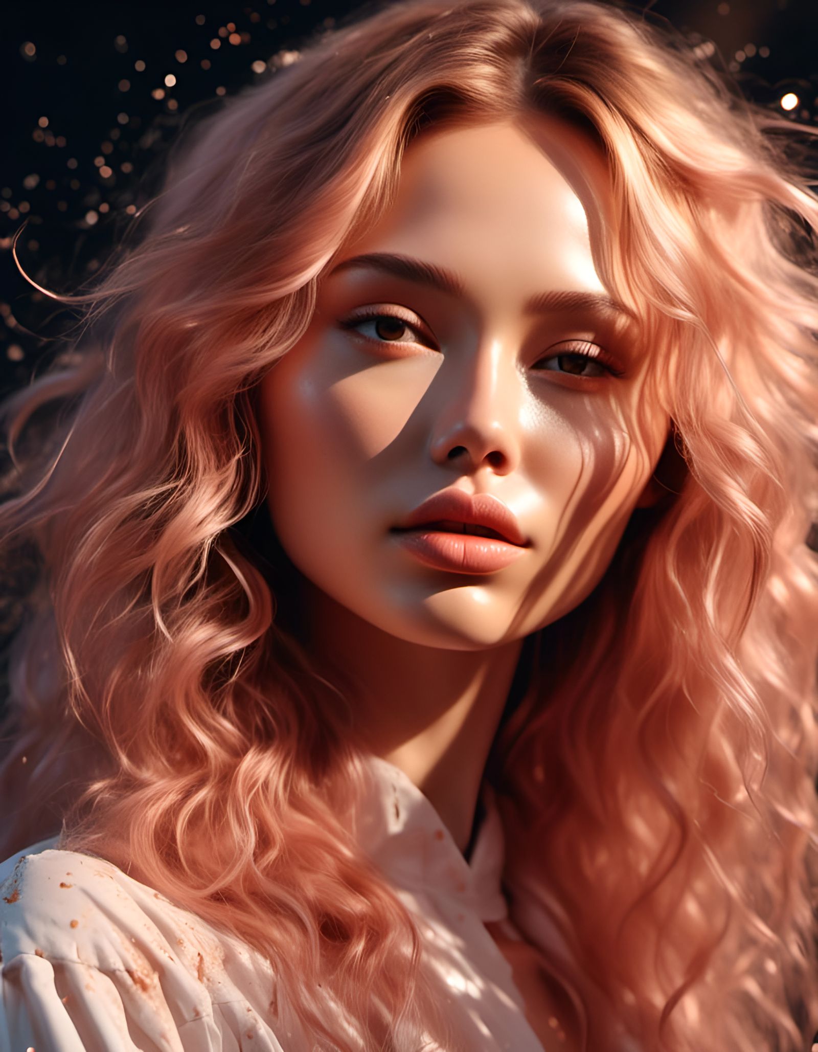 Close Up Lips with Rose Gold Blush, Editorial Look