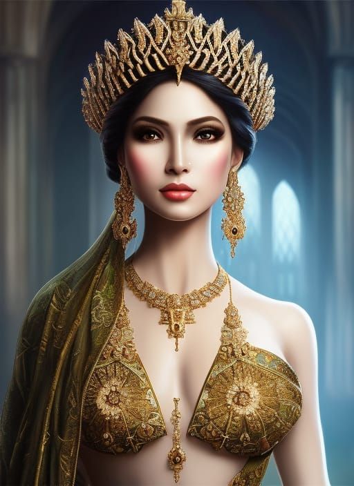 Elaborate Queen Portrait in Hyperdetailed Fantasy Art