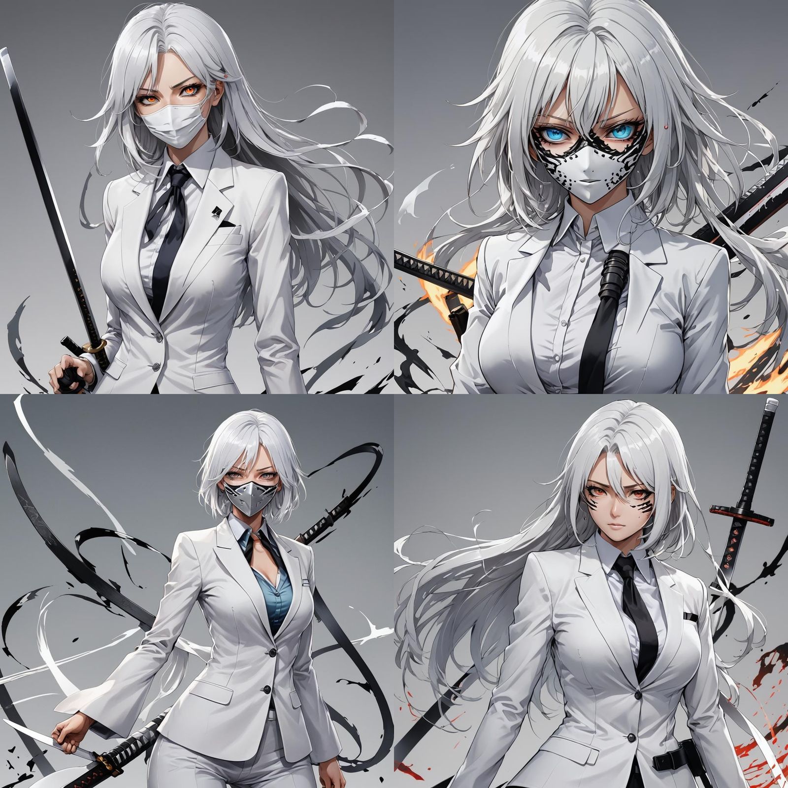 Anime Woman with Katana in Bleach Art Style