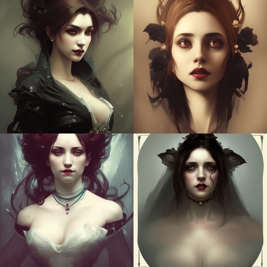 Victorian Vampire Portrait in Art Nouveau Style