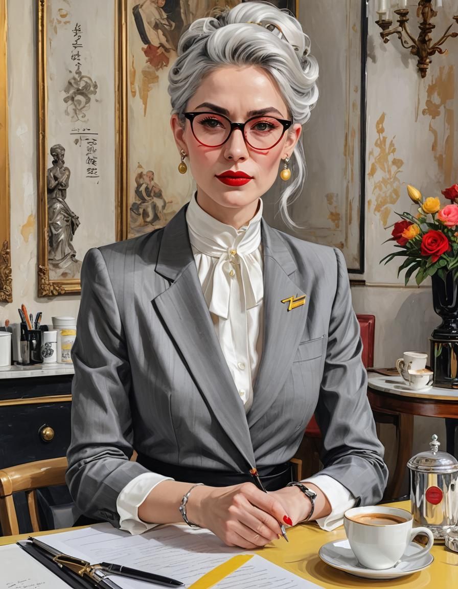 Elegant Deaf Woman in Baroque Acrylic Art Style