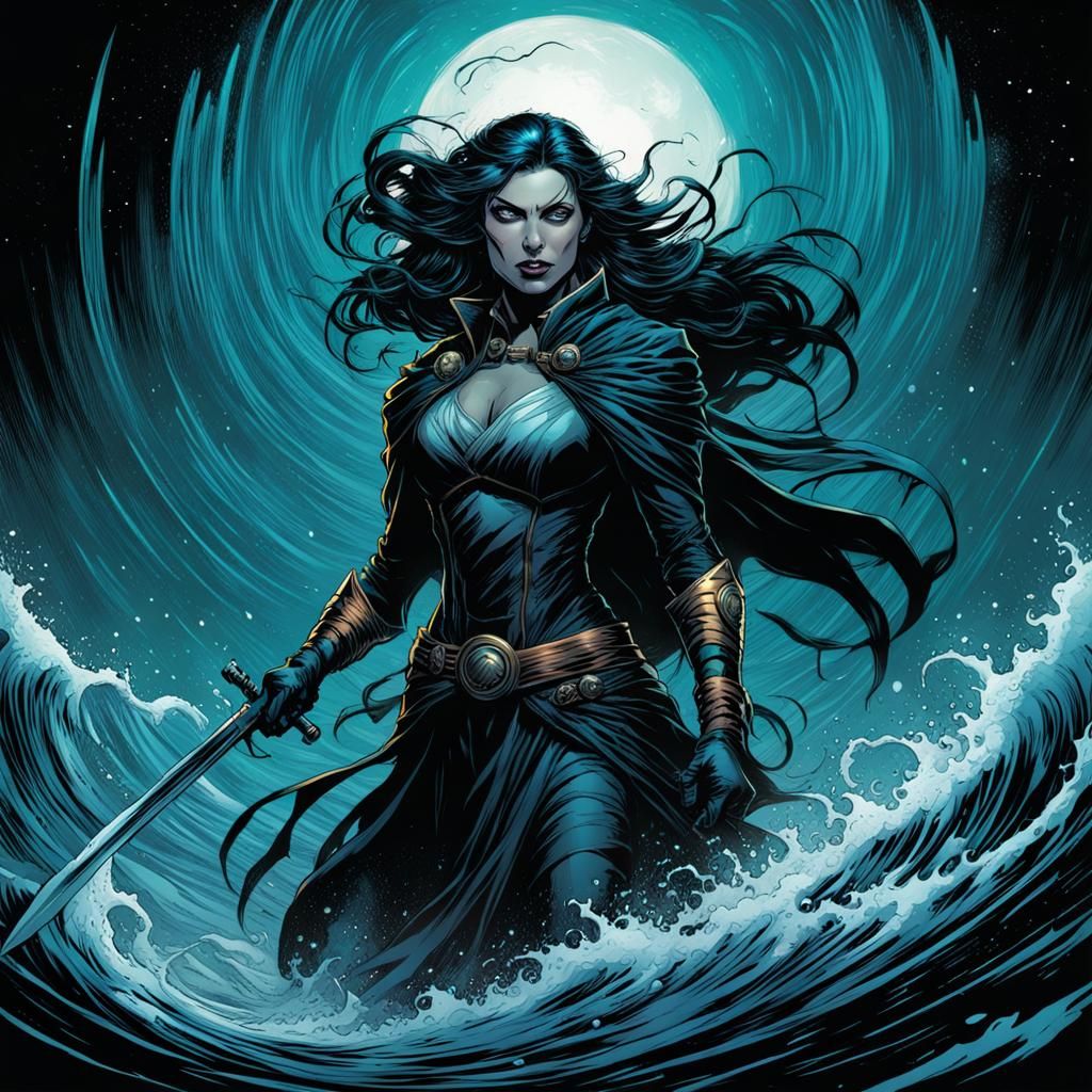 Comic Book Style Lady Abyss Illustration