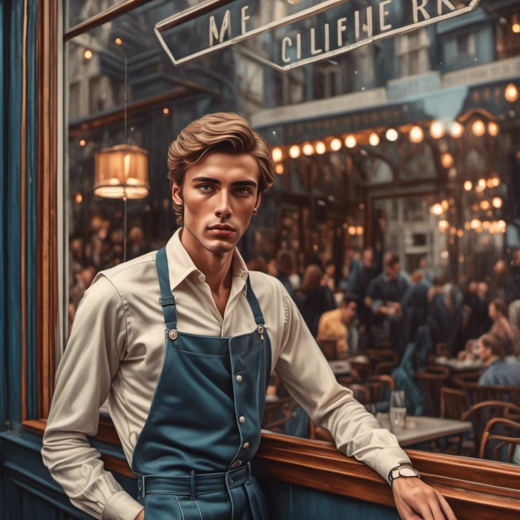 1970s Star Portrait in Restaurant Window