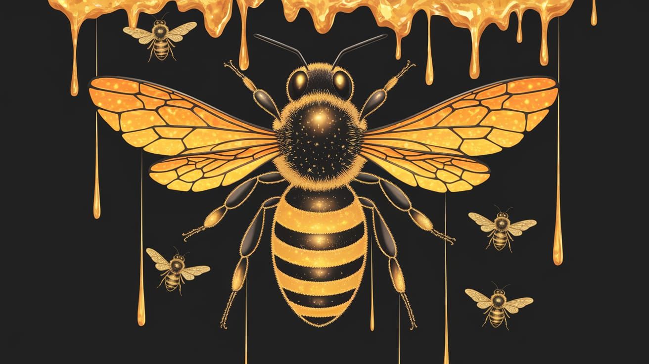 Majestic Honey Bee in Golden Splendor