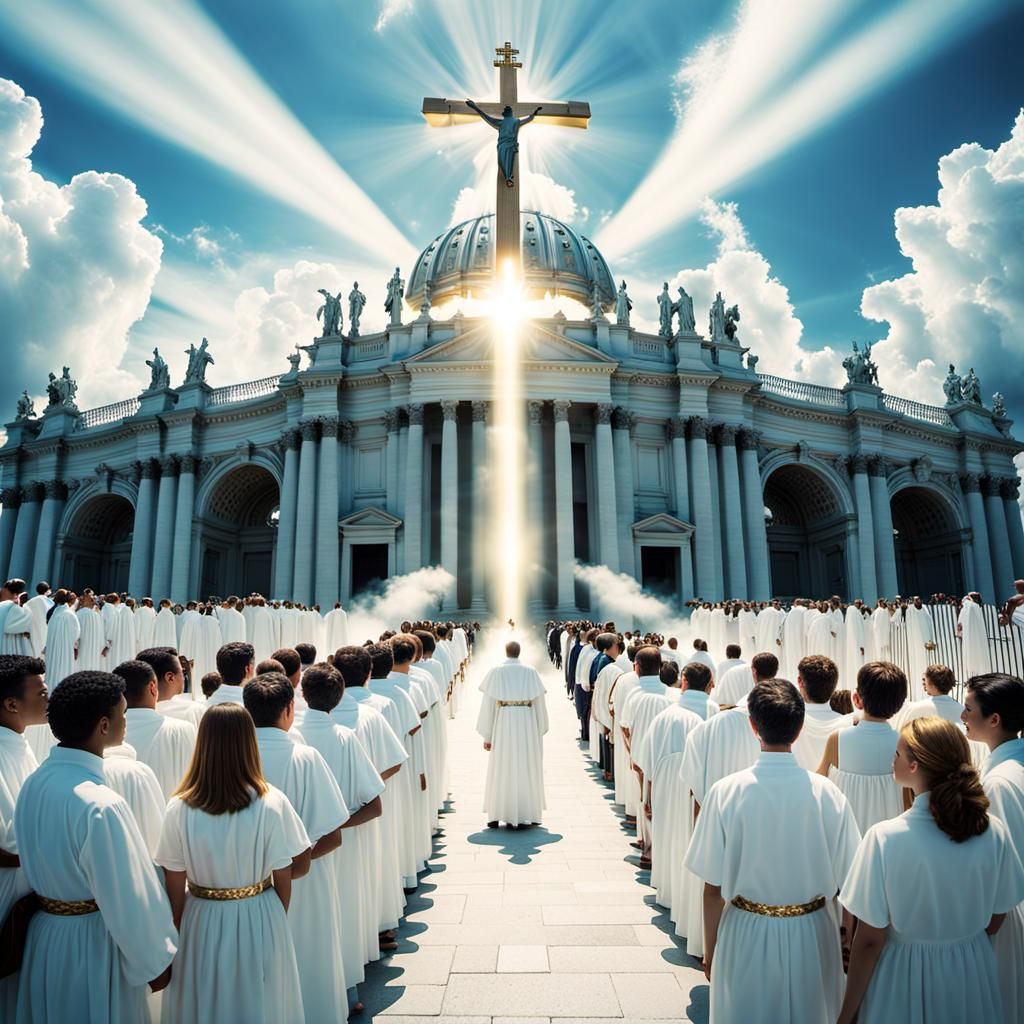 Entrance at the Pearly Gates: A Heavenly Queue of Beauty and...