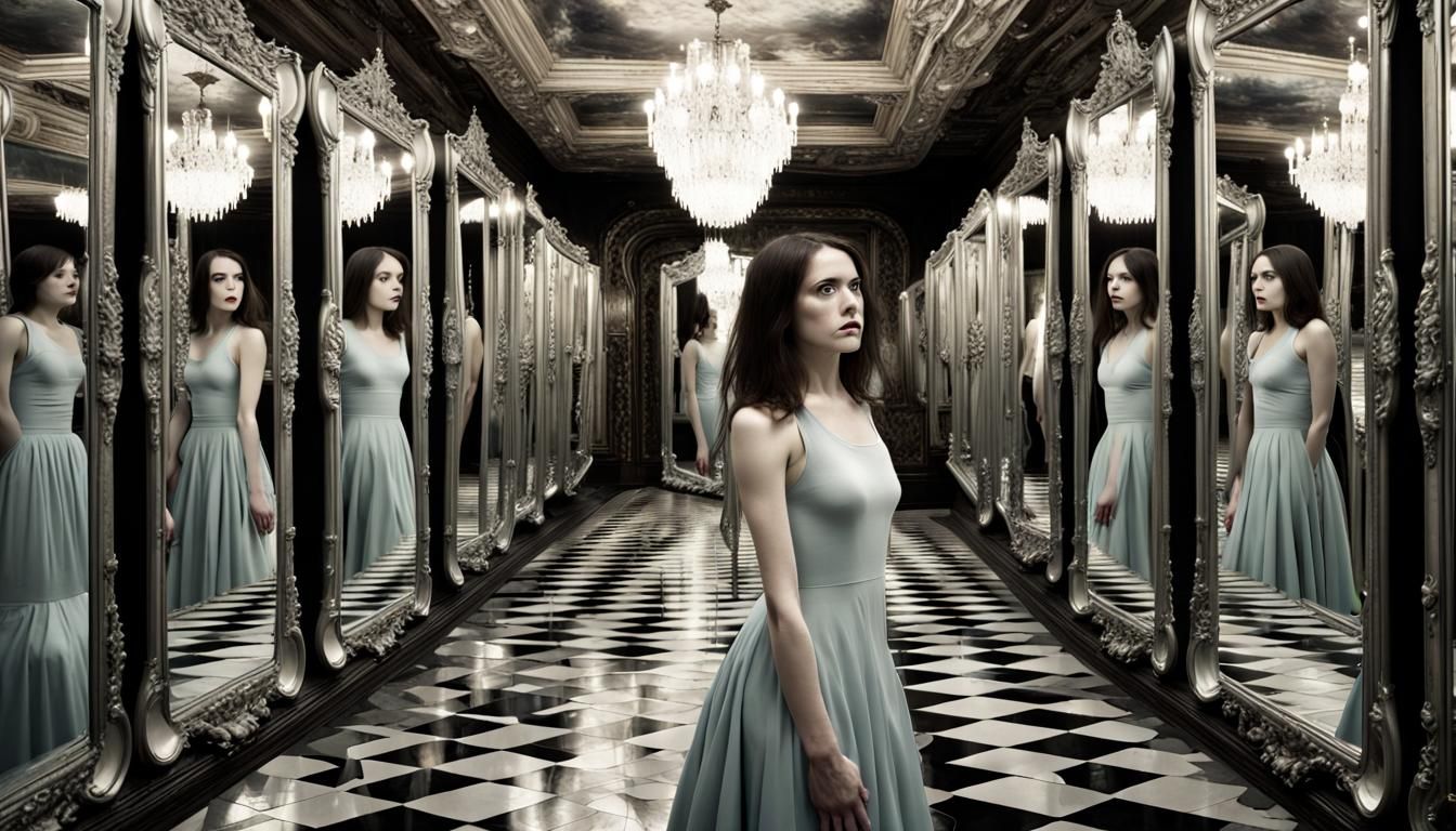 Horrifying Mirror Maze Traps Beautiful Woman
