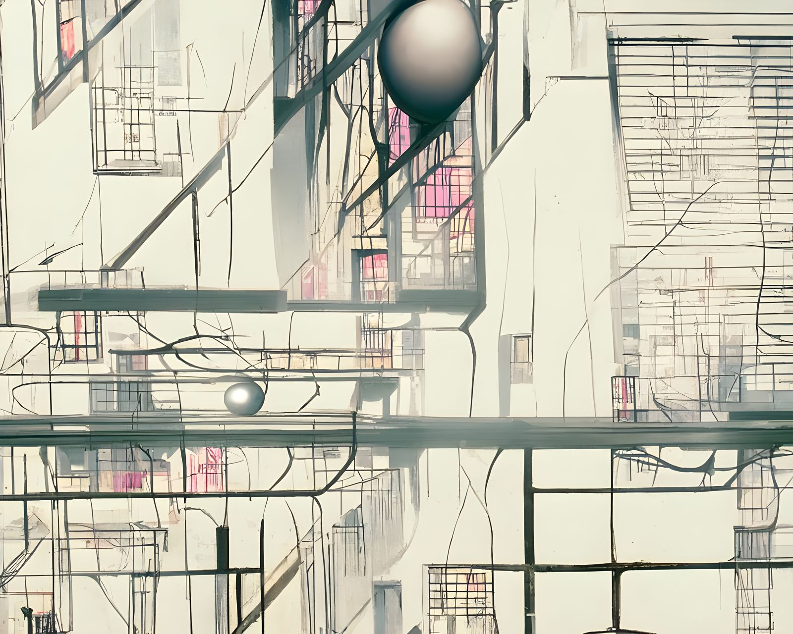 Film Noir Balcony with Overgrown Courtyard