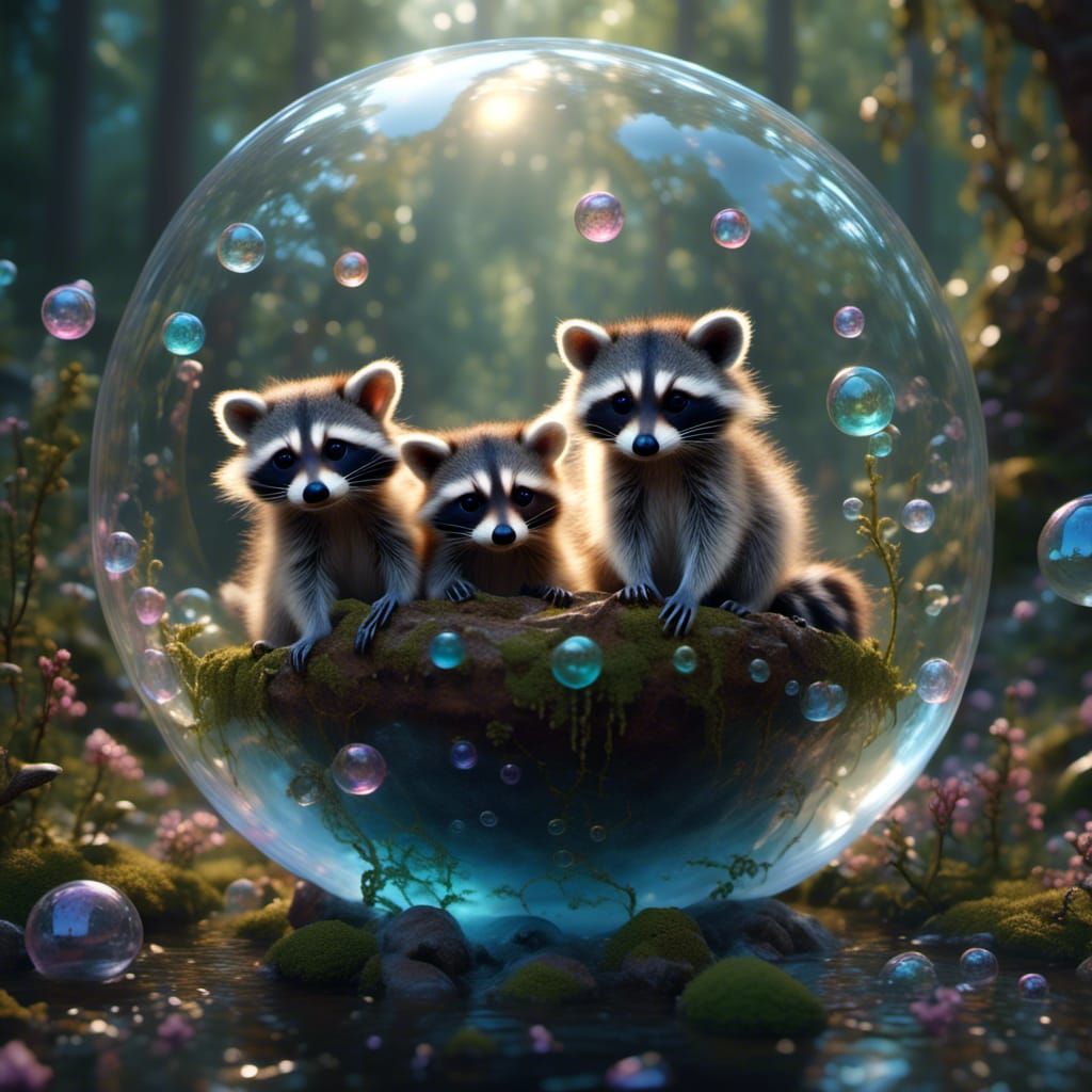 (Hyperrealistic:1.5) (Ultraclear:1.5)(Hyperdetailed:1.5) A professional (8k resolution) (Masterpiece:1.5) 2 baby raccoon...