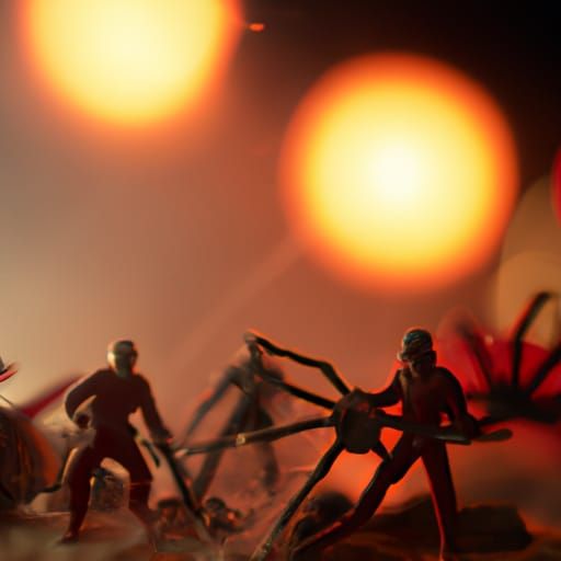 Spider Figures on Mars in Professional Photography Style