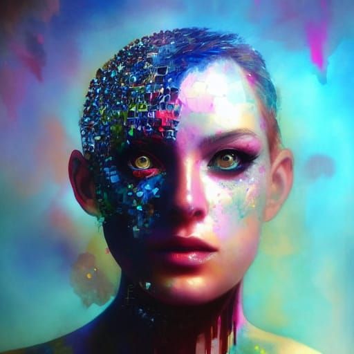 Watercolor Punk Fractal Iridescence in Radiant Lighting