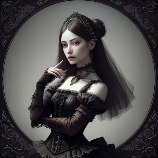 Mysterious Ballerina on a Music Box in Dark Fantasy Style