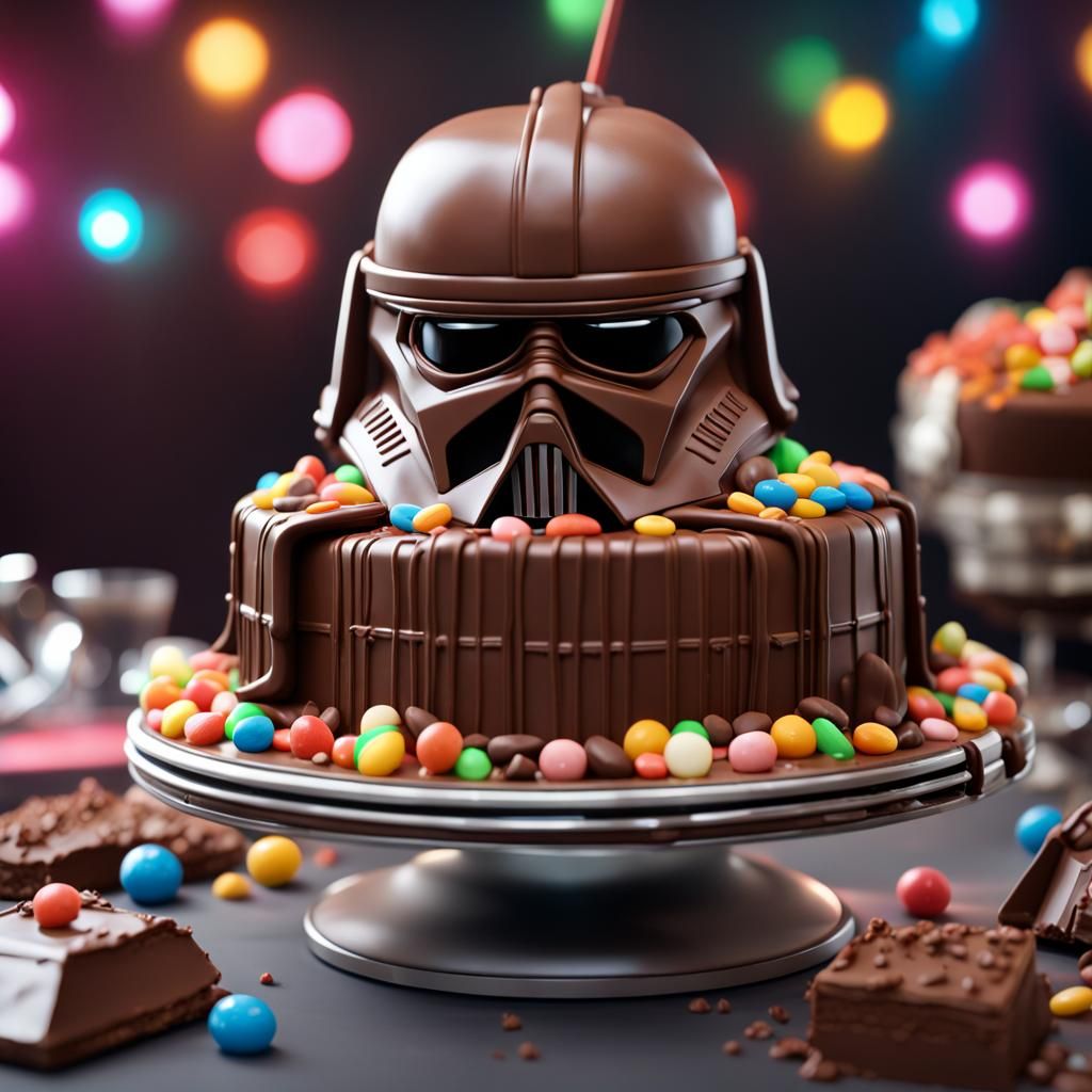 Star Wars Chocolate Cake with Candy, 8K