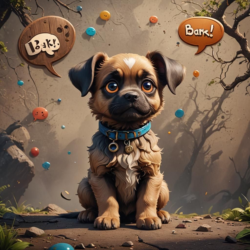 Cute Puppy 'BARK!' Matte Painting in 8K