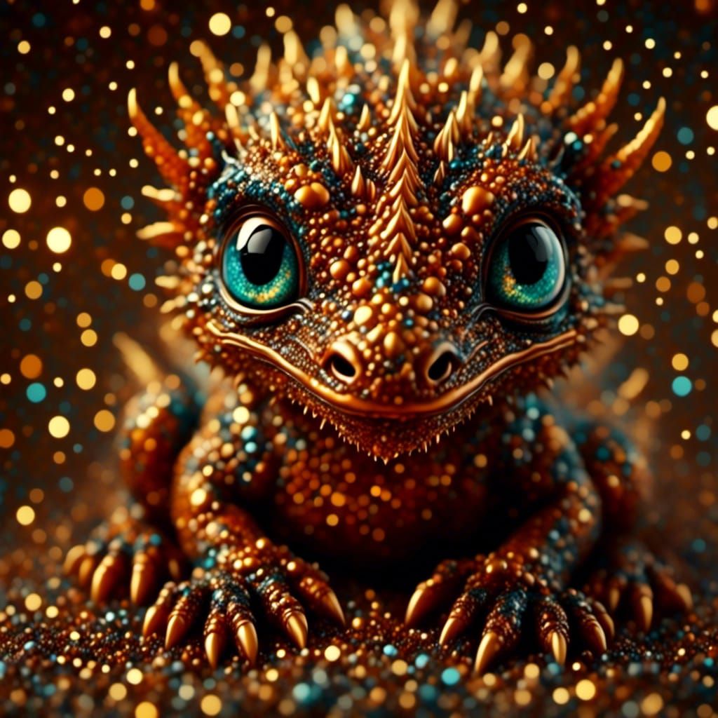 Intricate Baby Dragon Close-Up Photograph