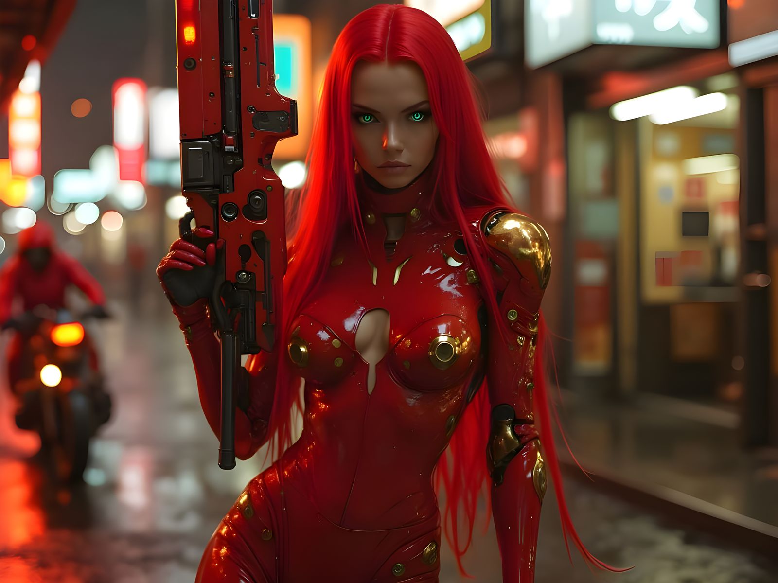 Cyberpunk Red Queen Combat Gynoid in High-Tech Armor