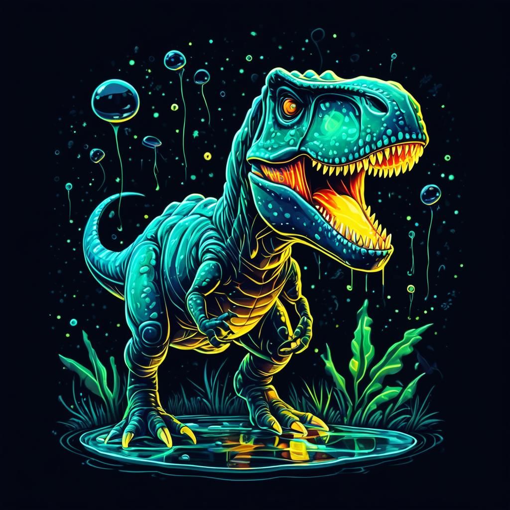 Glow-in-the-Dark T-Rex in Jelly Art Style