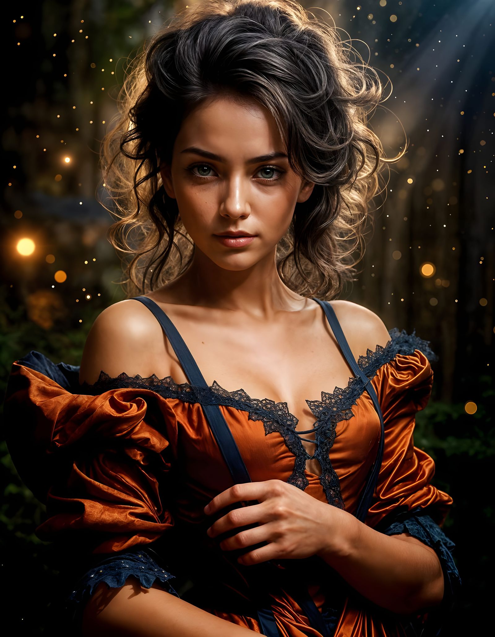 Surreal Dreamlike Portrait of a Woman with Starry Sky