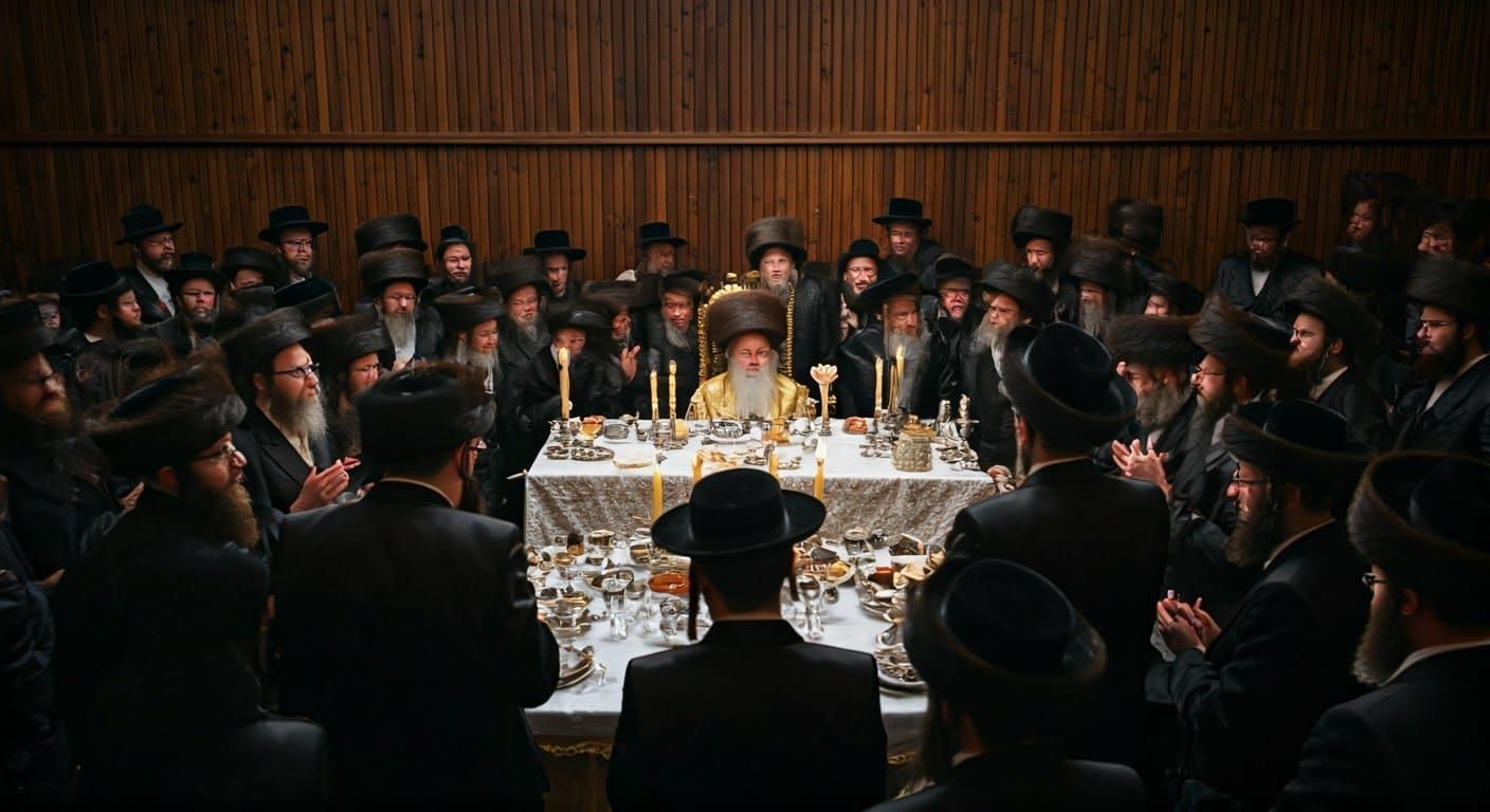 A Grand Hasidic Gathering in Traditional Attire