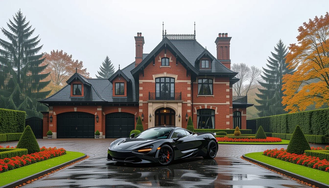 Victorian Chateau with McLaren in Misty Autumn