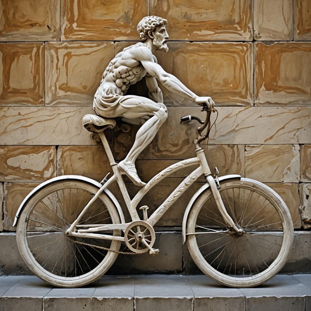 Marble Bicycle in Michelangelo Renaissance Style
