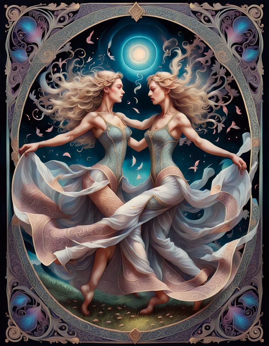 Tarot Card: Lovers Dancing in Wind