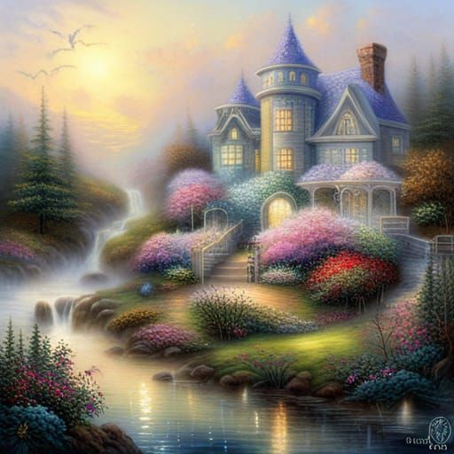 Ethereal Dream Flower in a Misty Landscape