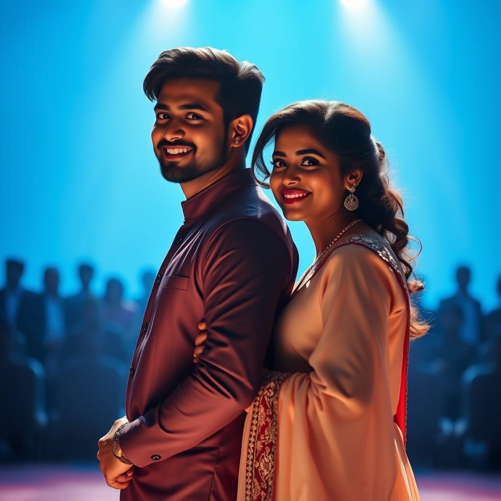 Elegant Indian Couple Portrait in Digital Art Style