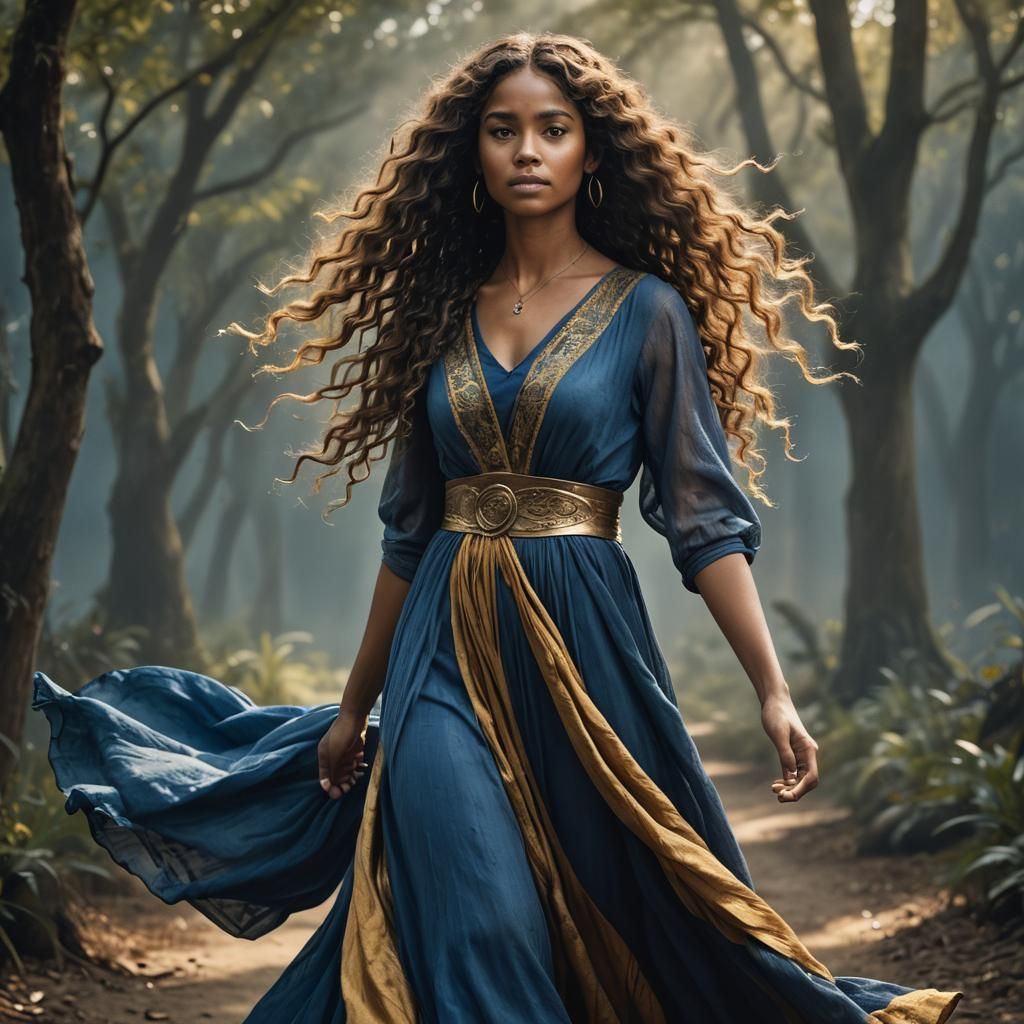 Girl in Blue Dress Fantasy Concept Art