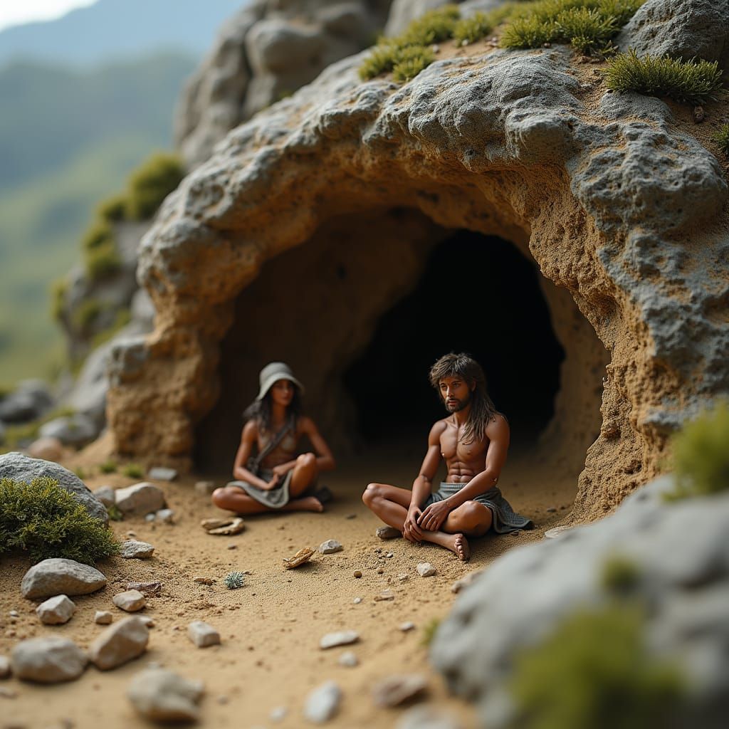 Miniature Prehistoric Cave Dwelling in Natural Setting