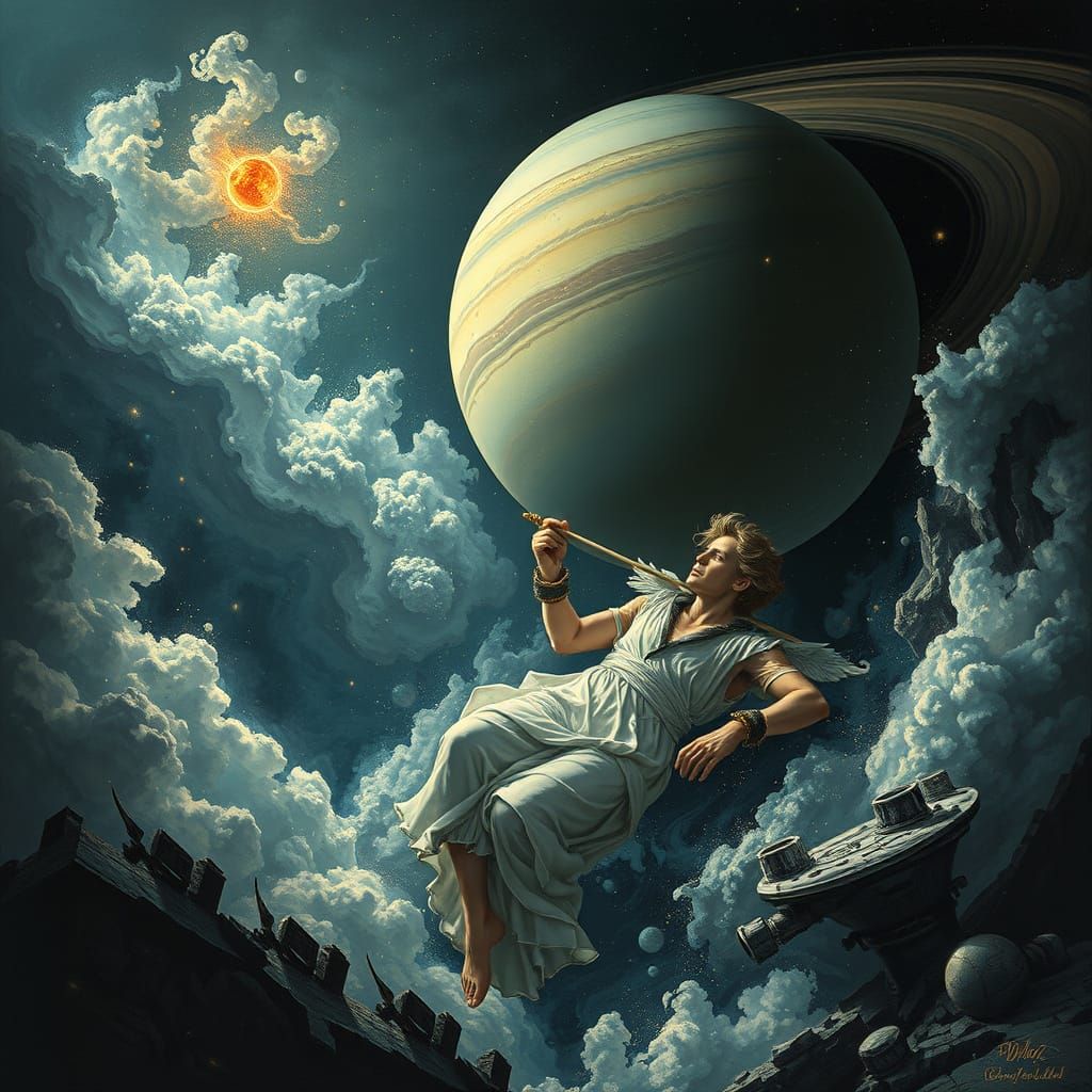 Mercure Fallen in Cosmic Saturnian Abyss