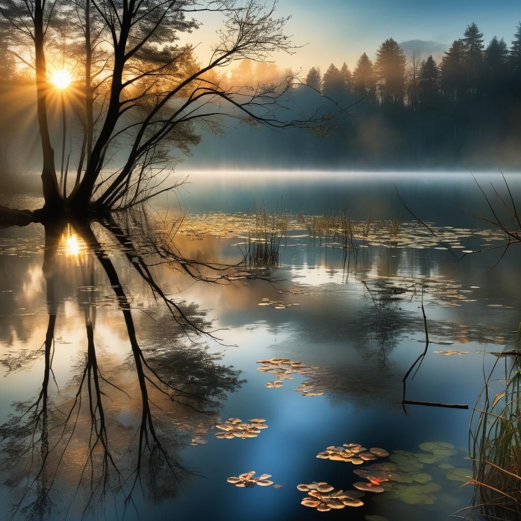 Magical Sunrise Over Lake: High-Resolution Photography