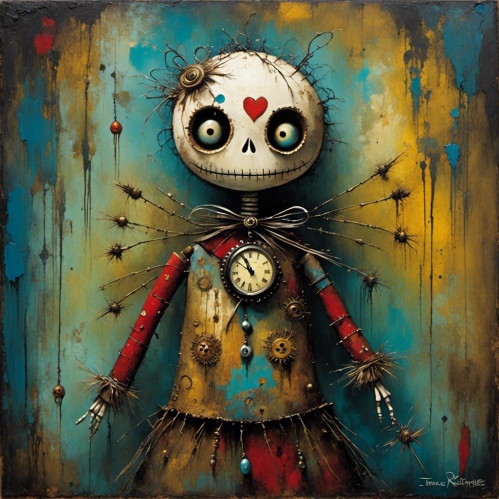 Creepy Voodoo Doll in Surreal Oil Painting Style