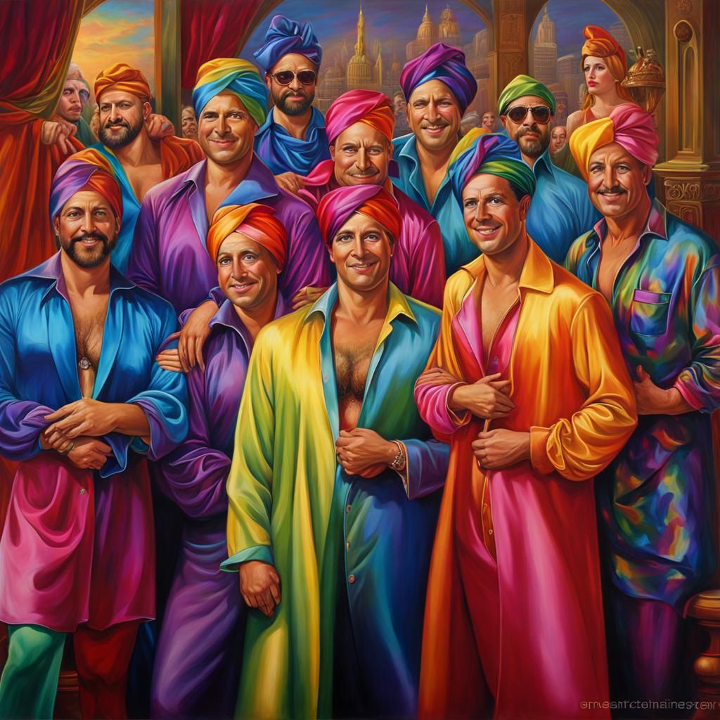 Rainbow Satin Fashion: A Vivid Oil Painting