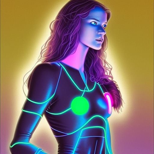 Teen Girl in Tech Suit: Hyperrealistic Comic Art