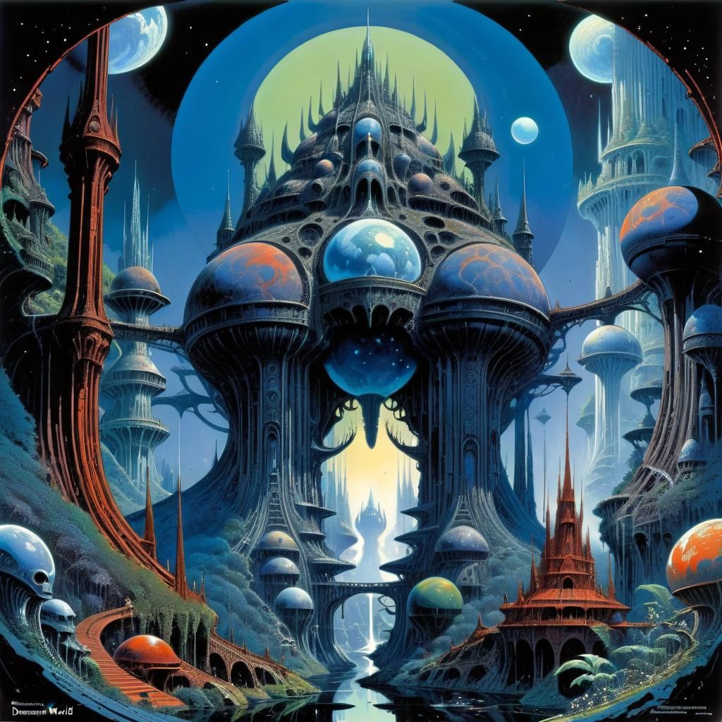 Surreal Dreamworld Landscape in Psychedelic Style