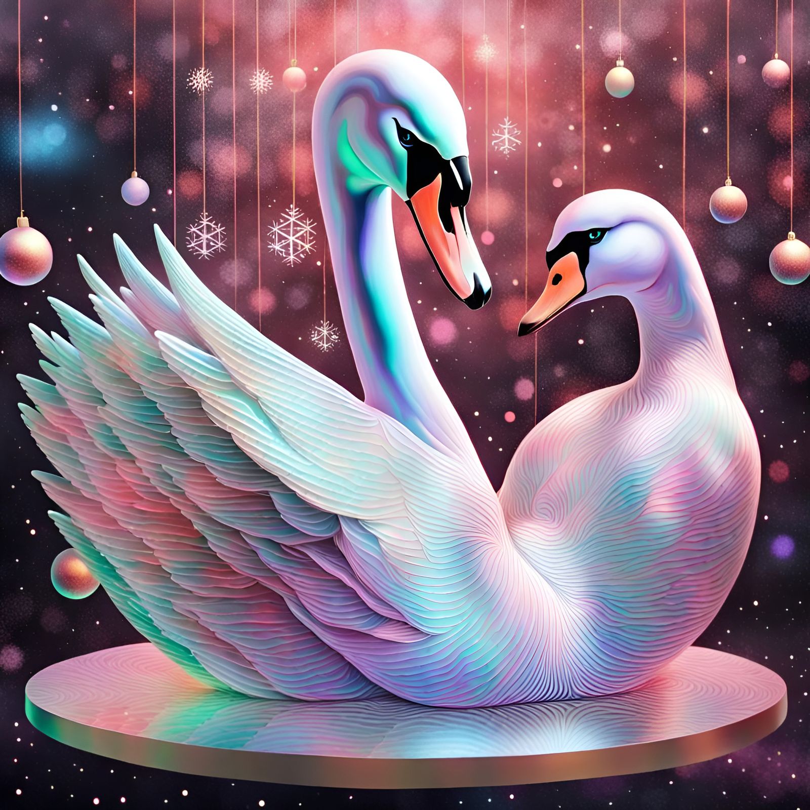 Holographic Christmas Forms in Digital Art Style