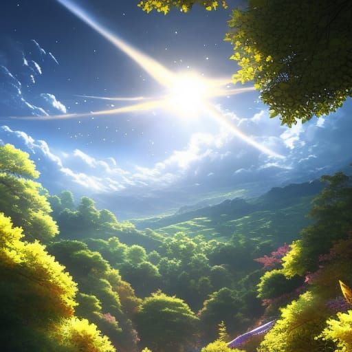 Mystical Anime Key Visual with Stars and Onibi