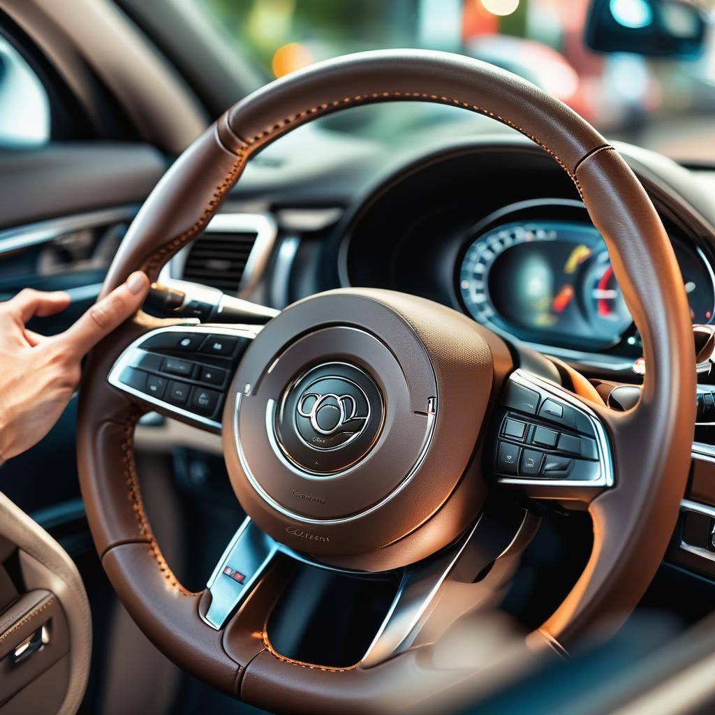 Luxury Car Interior Macro Shot with Bokeh