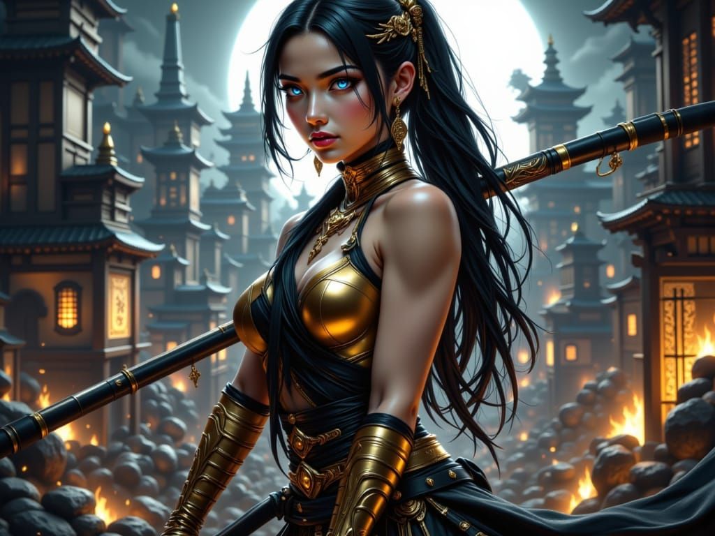 Sayuri: Warrior with Twin Blades on Battlefield