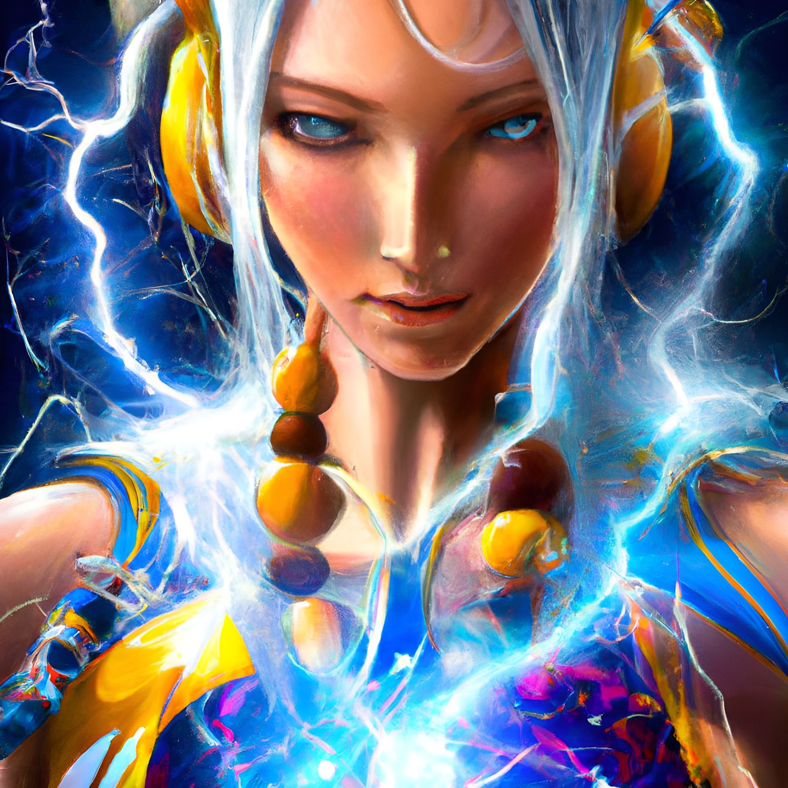 Electricity Princess Portrait in Watercolor Style