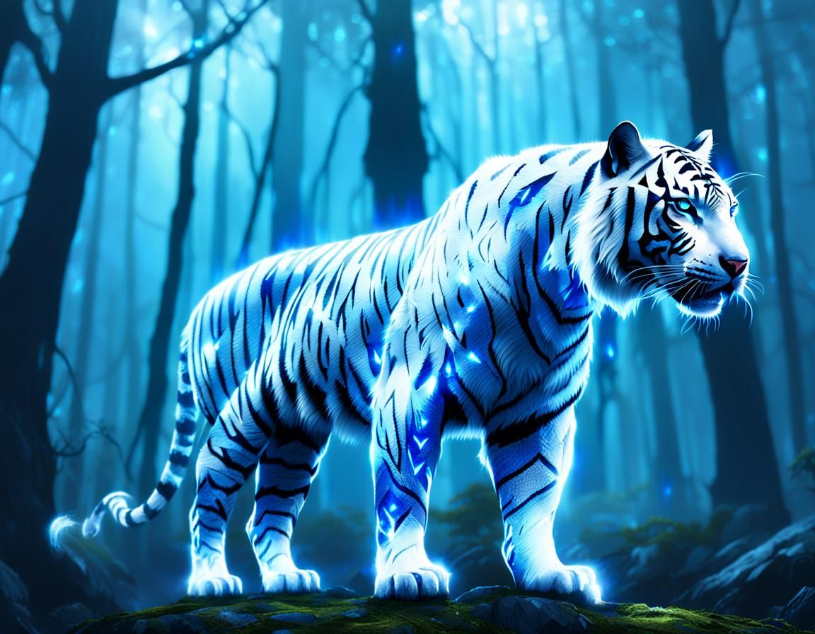 White Tiger in Diamond Armor in Misty Forest